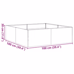 vidaXL Planter Outdoor Flower Pot Garden Raised Bed Patio Plant Pot Steel - steel/olive green, 100 x 100 x 30 cm - Additional view 8