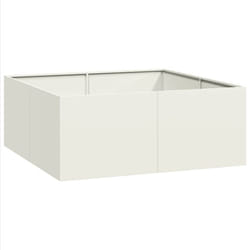 vidaXL Planter Outdoor Flower Pot Garden Raised Bed Patio Plant Pot Steel - steel/white, 100 x 100 x 40 cm