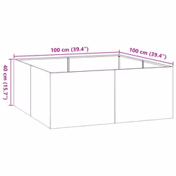 vidaXL Planter Outdoor Flower Pot Garden Raised Bed Patio Plant Pot Steel - steel/white, 100 x 100 x 40 cm