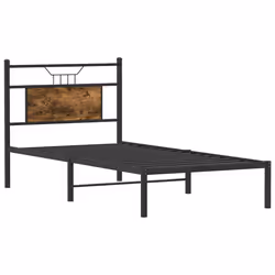 vidaXL Bed Frame without Mattress Smoked Oak 90x190 cm Single Engineered Wood - smoked oak, 90 x 190 cm - Additional view 4