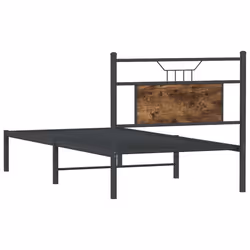 vidaXL Bed Frame without Mattress Smoked Oak 90x190 cm Single Engineered Wood - smoked oak, 90 x 190 cm - Additional view 7
