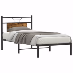 vidaXL Bed Frame without Mattress Smoked Oak 90x190 cm Single Engineered Wood - smoked oak, 90 x 200 cm