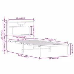 vidaXL Bed Frame without Mattress Smoked Oak 90x190 cm Single Engineered Wood - smoked oak, 90 x 200 cm