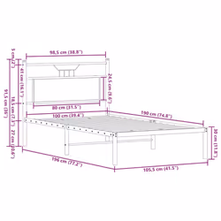 vidaXL Bed Frame without Mattress Smoked Oak 90x190 cm Single Engineered Wood - smoked oak, 100 x 190 cm