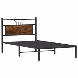 vidaXL Bed Frame without Mattress Smoked Oak 90x190 cm Single Engineered Wood - smoked oak, 100 x 190 cm - Additional view 4