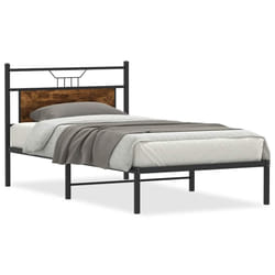vidaXL Bed Frame without Mattress Smoked Oak 90x190 cm Single Engineered Wood - smoked oak, 100 x 200 cm