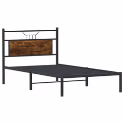vidaXL Bed Frame without Mattress Smoked Oak 90x190 cm Single Engineered Wood - smoked oak, 100 x 200 cm - Additional view 4