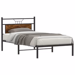 vidaXL Bed Frame without Mattress Smoked Oak 90x190 cm Single Engineered Wood - smoked oak, 107 x 203 cm