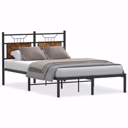 vidaXL Bed Frame without Mattress Smoked Oak 90x190 cm Single Engineered Wood - smoked oak, 120 x 200 cm