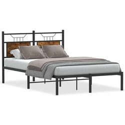 vidaXL Bed Frame without Mattress Smoked Oak 90x190 cm Single Engineered Wood - smoked oak, 120 x 200 cm