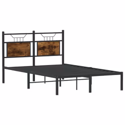 vidaXL Bed Frame without Mattress Smoked Oak 90x190 cm Single Engineered Wood - smoked oak, 120 x 200 cm - Additional view 4