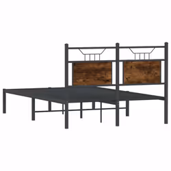 vidaXL Bed Frame without Mattress Smoked Oak 90x190 cm Single Engineered Wood - smoked oak, 120 x 200 cm - Additional view 7