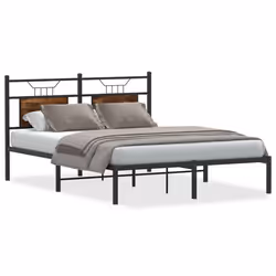 vidaXL Bed Frame without Mattress Smoked Oak 90x190 cm Single Engineered Wood - smoked oak, 140 x 190 cm