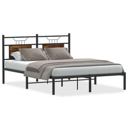 vidaXL Bed Frame without Mattress Smoked Oak 90x190 cm Single Engineered Wood - smoked oak, 140 x 190 cm