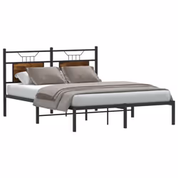 vidaXL Bed Frame without Mattress Smoked Oak 90x190 cm Single Engineered Wood - smoked oak, 140 x 190 cm