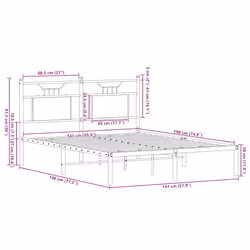 vidaXL Bed Frame without Mattress Smoked Oak 90x190 cm Single Engineered Wood - smoked oak, 140 x 190 cm