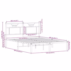 vidaXL Bed Frame without Mattress Smoked Oak 90x190 cm Single Engineered Wood - smoked oak, 140 x 200 cm