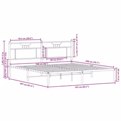 vidaXL Bed Frame without Mattress Engineered Wood - smoked oak, 160 x 200 cm