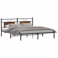 vidaXL Metal Bed Frame without Mattress double bed - smoked oak, 183 x 203 cm