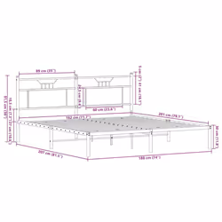 vidaXL Metal Bed Frame without Mattress double bed - smoked oak, 183 x 203 cm