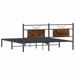 vidaXL Metal Bed Frame without Mattress double bed - smoked oak, 183 x 203 cm - Additional view 7
