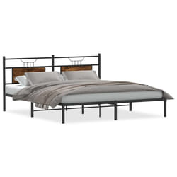 vidaXL Bed Frame without Mattress Engineered Wood - smoked oak, 183 x 213 cm