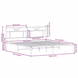 vidaXL Bed Frame without Mattress Engineered Wood - smoked oak, 183 x 213 cm - Additional view 10