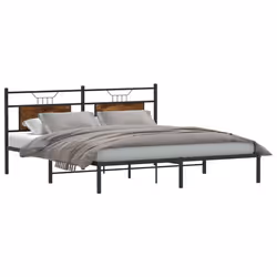 vidaXL Bed Frame without Mattress Engineered Wood - smoked oak, 183 x 213 cm