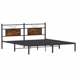 vidaXL Bed Frame without Mattress Engineered Wood - smoked oak, 183 x 213 cm - Additional view 4