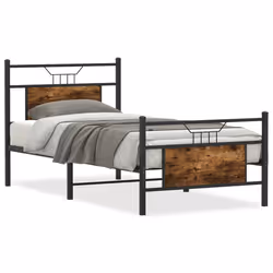 vidaXL Bed Frame without Mattress Smoked Oak 90x190 cm Single Engineered Wood - smoked oak, 80 x 200 cm
