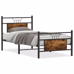 vidaXL Metal Bed Frame without Mattress double bed - smoked oak, 90 x 190 cm