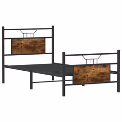 vidaXL Metal Bed Frame without Mattress double bed - smoked oak, 90 x 190 cm - Additional view 4