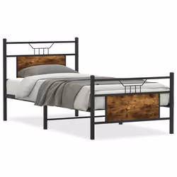 vidaXL Bed Frame without Mattress Smoked Oak 90x190 cm Single Engineered Wood - smoked oak, 90 x 200 cm