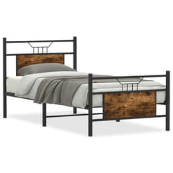 vidaXL Bed Frame without Mattress Smoked Oak 90x190 cm Single Engineered Wood - smoked oak, 90 x 200 cm