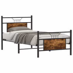 vidaXL Bed Frame without Mattress Smoked Oak 90x190 cm Single Engineered Wood - smoked oak, 90 x 200 cm