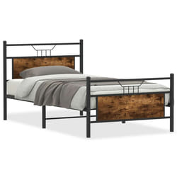 vidaXL Bed Frame without Mattress Smoked Oak 90x190 cm Single Engineered Wood - smoked oak, 100 x 190 cm