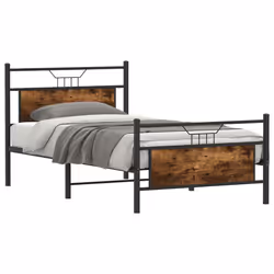 vidaXL Bed Frame without Mattress Smoked Oak 90x190 cm Single Engineered Wood - smoked oak, 100 x 190 cm