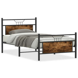 vidaXL Bed Frame without Mattress Smoked Oak 90x190 cm Single Engineered Wood - smoked oak, 100 x 200 cm