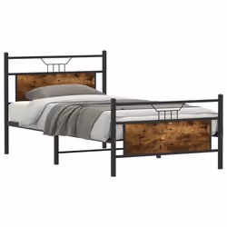 vidaXL Bed Frame without Mattress Smoked Oak 90x190 cm Single Engineered Wood - smoked oak, 107 x 203 cm