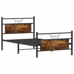 vidaXL Bed Frame without Mattress Smoked Oak 90x190 cm Single Engineered Wood - smoked oak, 107 x 203 cm - Additional view 4