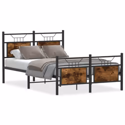 vidaXL Bed Frame without Mattress Smoked Oak 90x190 cm Single Engineered Wood - smoked oak, 120 x 200 cm