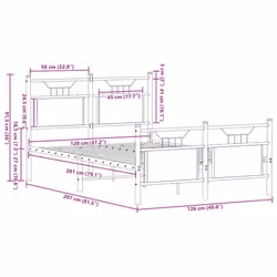 vidaXL Bed Frame without Mattress Smoked Oak 90x190 cm Single Engineered Wood - smoked oak, 120 x 200 cm - Additional view 10