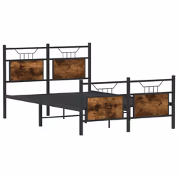 vidaXL Bed Frame without Mattress Smoked Oak 90x190 cm Single Engineered Wood - smoked oak, 120 x 200 cm - Additional view 4