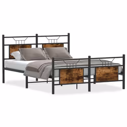 vidaXL Bed Frame without Mattress Smoked Oak 90x190 cm Single Engineered Wood - smoked oak, 137 x 190 cm