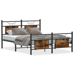 vidaXL Bed Frame without Mattress Smoked Oak 90x190 cm Single Engineered Wood - smoked oak, 140 x 190 cm