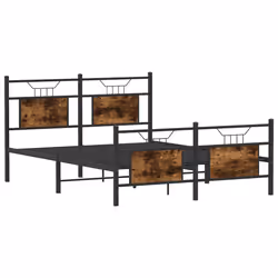 vidaXL Bed Frame without Mattress Smoked Oak 90x190 cm Single Engineered Wood - smoked oak, 140 x 190 cm - Additional view 4