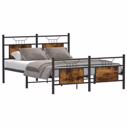 vidaXL Bed Frame without Mattress Smoked Oak 90x190 cm Single Engineered Wood - smoked oak, 140 x 200 cm