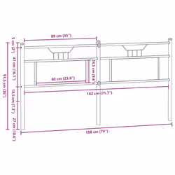 vidaXL Headboard Smoked Oak 183 cm Engineered Wood and Steel bed headboard
