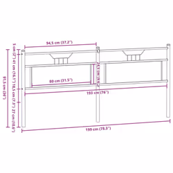 vidaXL Headboard Smoked Oak 193 cm Engineered Wood and Steel bed headboard - Additional view 7