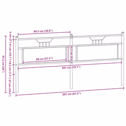 vidaXL Headboard Smoked Oak 200 cm Engineered Wood and Steel bed headboard